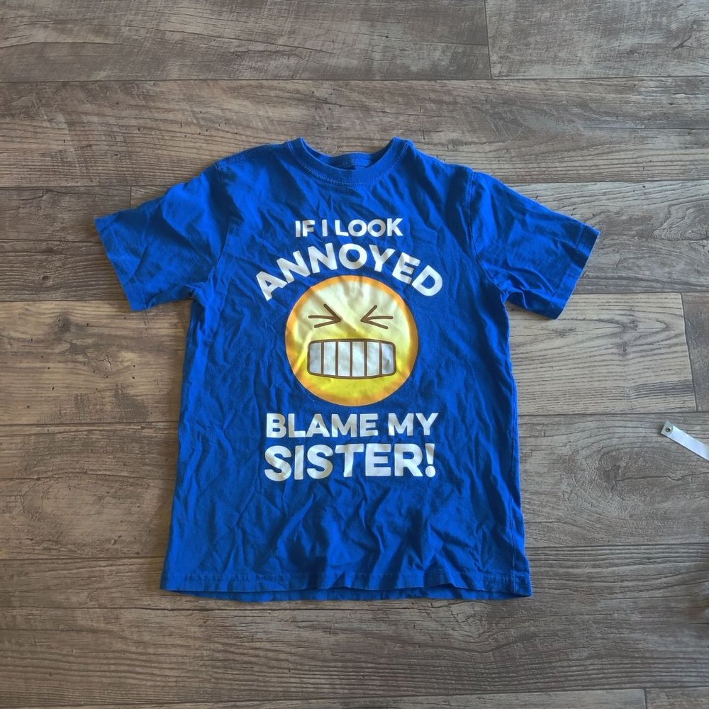 Boys blue funny short sleeve shirt